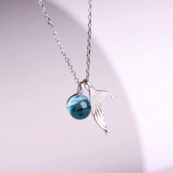 ocean bubble and whale tail sterling silver necklace