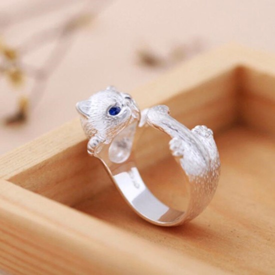 sterling silver cat ring