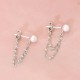 pearls and chains sterling silver earrings