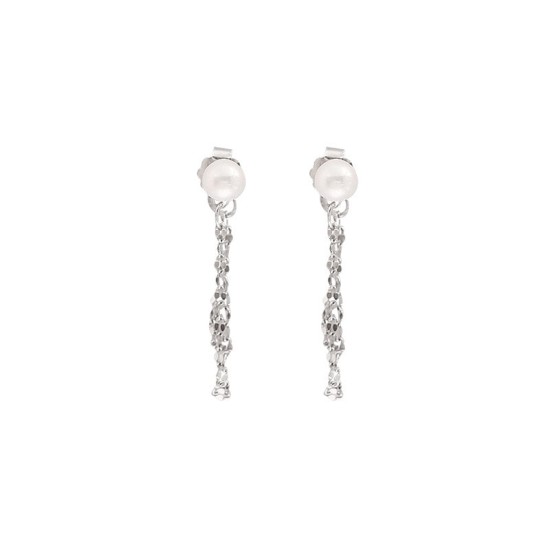 pearls and chains sterling silver earrings