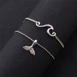 whales and waves anklet