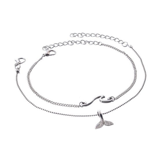 whales and waves anklet